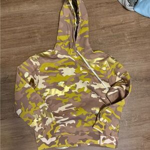Cynthia Rowley Camouflage Hoodie in Brown and Yellow